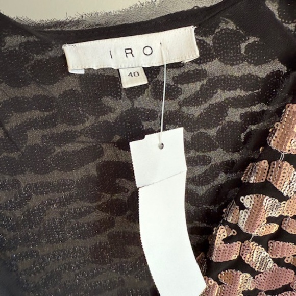 Pre-loved IRO Black & Gold Sequinned Evening Top - Size 40 (M) - Picture 4 of 7
